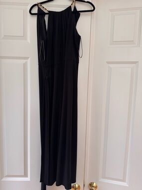 White House Black Market Black Dress with Gold Chain Straps